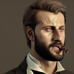 Portrait of Alessandro Borghi, with angry eyes, in Alexandre cabanel style, eating a magic mushroom 8k, HD, cinematography, photorealistic, Cinematic, Color Grading, Ultra-Wide Angle, Depth of Field, hyper-detailed, beautifully color-coded, insane details, intricate details, beautifully color graded, Cinematic, Color Grading, Editorial Photography, Depth of Field, DOF, Tilt Blur, White Balance, 32k, Super-Resolution, Megapixel, ProPhoto RGB, VR, Halfrear Lighting, Backlight, Na