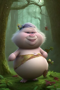 Fat fairy in the Forrest in style of the movie up