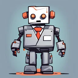 Blocky cartoon robot wearing a suit jacket art station character design