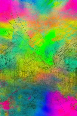AI Synthetic Data Derangement Syndrome; Digital Art; Ink Wash on an abstract of bright Pastel Chalk.