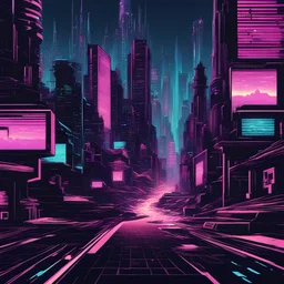 Edgy poster graphic of cinematic cyberpunk synth wave cityscape cinematic highly detailed