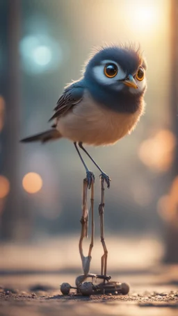 bird walking on stilts, getting hit by electric arc, with big disturbed eyes,bokeh like f/0.8, tilt-shift lens 8k, high detail, smooth render, down-light, unreal engine, prize winning