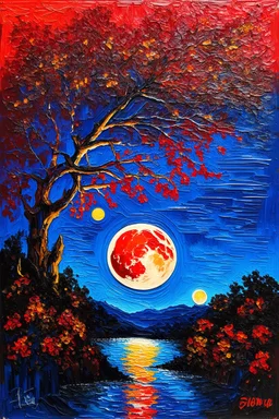 Blood Moon; Post-Impressionism; thick acrylic paint