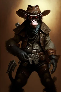 dark bounty hunter monkey cowboy with 2 pistols