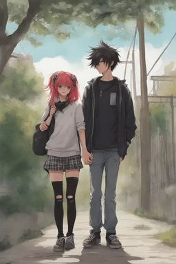 romantic hight school punk polergeys girl and human boy