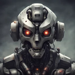 a portrait of an evil combat robot