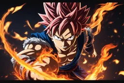 Natsu in 8k 2D realistic fairy tail drawing style, fairy tail costum, close picture, fire, fantasy, neon, highly detailed, high details, detailed portrait, masterpiece,ultra detailed, ultra quality