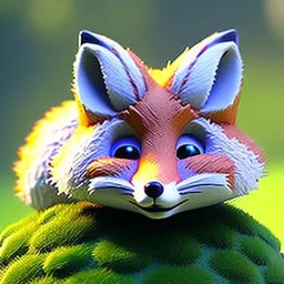 cute little Fox with big, round He lives in a purple nest in the forest and loves to go out and greet the animals he meets along the way. curious and helpful