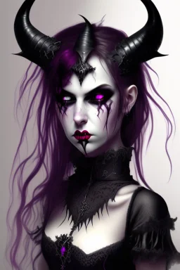 a gothic demon girl with horns