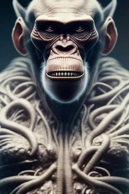 killer ape alien, full body, evil, 8k, with hairs, finely detailed, photo realistic, HR Giger style