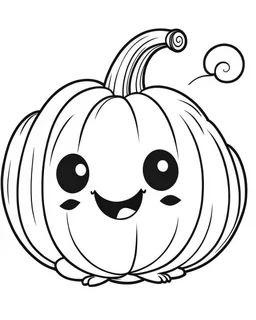 outline art for halloween coloring pages for kids with cartoon cute happy pumpkin , white background, Sketch style, full body, only use outline, clean line art, white background, no shadows and clear and well outlined, coloring page for kids, kawaii style