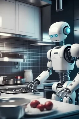 Friendly Robot chef in the kitchen