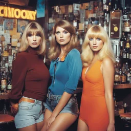 [colour picture: possibilities, one blonde and one brunette] They spoke of the transformative power of words, the need to challenge societal norms, and the responsibility of artists to provoke change. In the sanctuary of the smoky bar, they found solace in their shared vision of a world reborn, where the groovy '60s became a catalyst for revolution, not just in society but within themselves. Together, they vowed to continue their journey, to push boundaries, challenge the status quo, and capture