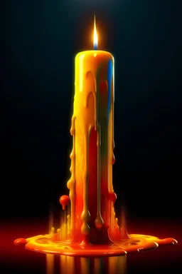 A tall wax candle melting on an unseen surface, digital art, fantasy