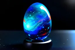 epic oil painiting a beautiful petite egg traveling in space multiverse, fluorescent