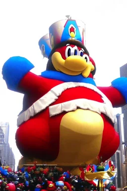 macy's day parade float of giant king dedede from kirby