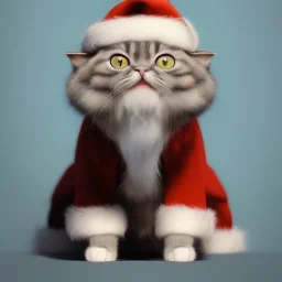 a beautiful portrait of a cute cat dressed as santa, by greg rutkowski, high key lighting, volumetric light, digital art, highly detailed, fine detail, intricate, ornate, complex, octane render, unreal engine, photorealistic unreal 5.