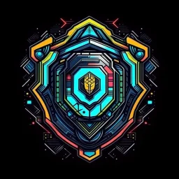 cyberpunk retro futuristic police badge for comics