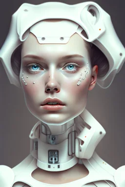 Portrait of a robotic woman, milk shades