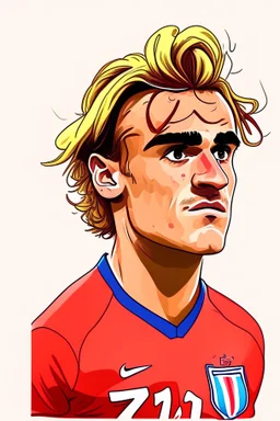 Antoine Griezmann French football player ,cartoon 2d