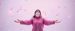 eskimo yoga mind bending bubble gum as a young woman floating transparent music notes in the weirder universe