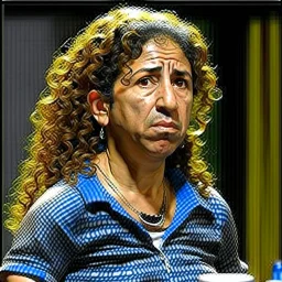 Create a highly realistic 3D scene. An imaginatively detailed rendering of Maradona transforming her into a woman with the same specifications as the attached image. The method of transforming the painting in full detail. A comedic and funny touch. Ultra wide angle. Extremely realistic fine details. Highly realistic detailed display. Great full presentation and amazing drawing style. Transfer the full detailed drawing of the image at a wide and precise angle. Inspiring professional fine d
