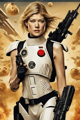 [Rosamund Pike in Versace] Captain Rosamund Pike emerged from the escape pod with a steely determination befitting her role as a lost elite Imperial stormtrooper. Though she is in rags, she remained a proud member of the Empire's military forces. The harsh environment of this unknown planetary would not break her spirit or training. Taking stock of her situation, Captain Pike inventoried what supplies had survived the rough landing intact.