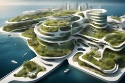 big city,biophilic,building,coast of ocean,amorph building,futuristic,transformation,nature,submarine