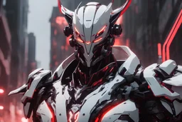 grendel in 8k solo leveling shadow artstyle, ice white robot old them, red neon effect, full body, apocalypse, intricate details, highly detailed, high details, detailed portrait, masterpiece,ultra detailed, ultra quality