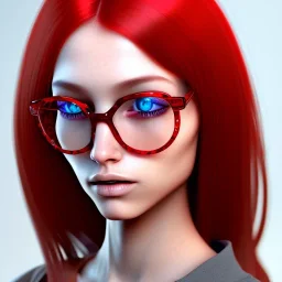 girl, glasses, long red hair, very detailed, 8k