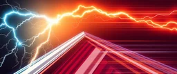 lightning and electricity streaming across composition left to right, behind is a bunch of stripes inspired by modern wrap graphics to convey speed