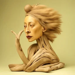 a surrealist sculpture made of driftwood by artist "Betye Saar",by artist "Meret Oppenheim"