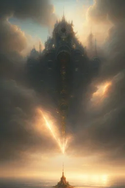 stairway to heaven made of light, sky full of clouds, art by greg rutkowski and peter mohrbacher, featured in artstation, octane render, cinematic, elegant, intricate, ultra detailed, rule of thirds, professional lighting, unreal