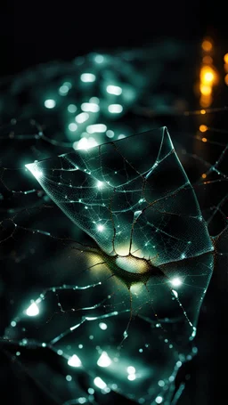 Cracked glass with a glow