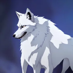 wolf furry blue hair digital art anime style male white fur