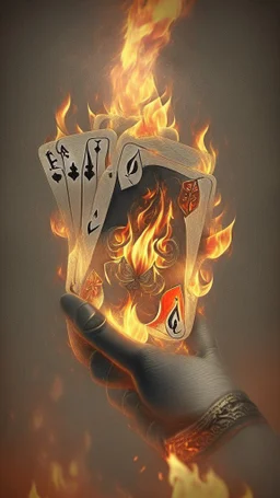 hand of flaming cards