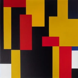 impasto painting on black canvas with gold painted in the style of malevich and mondrian