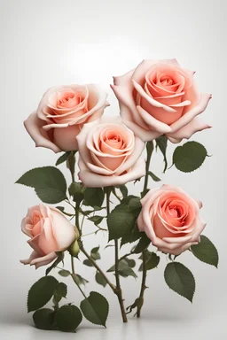 beautiful roses on white background