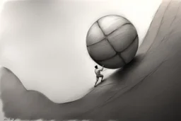 very strong man pushing a ball,very basic sketch painting like the image i uploaded, lead pencil