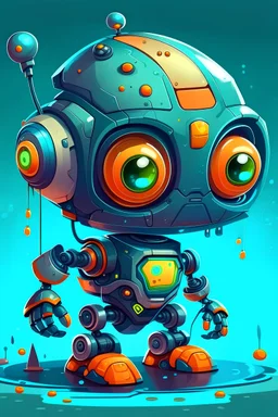 Cute little robot with helpful futuristic features for media and information literacy digital art style please look likes it is make on ibis paint