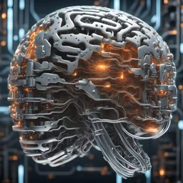 quantum computer brain, cyborg brain, Ultra detail, HDR, High quality image , Realistic image, 8k, high quality, hyperrealism