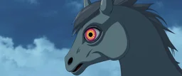 cyclope monster horse with just one eye in the middle, ghibli style