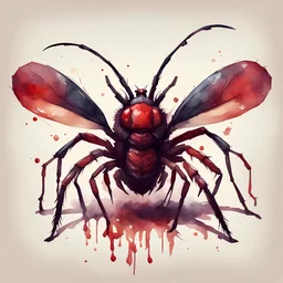 giant aggressive blood-sucking insect pet, in watercolor art style