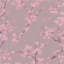 Japanese Cherry Blossom, seamless pattern, muted color palette, oil on canvas