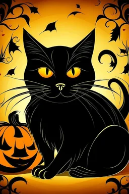 graphic Halloween, black cat