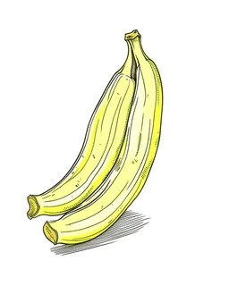 cute line drawing illustration of a yellow banana on a white background.