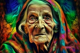 very old woman psychedelic image