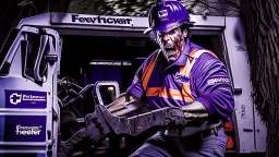 fedex driver with chainsaw horror movie