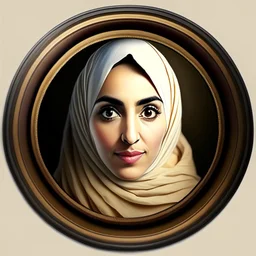 Only the face Muslim Pretty impressive women inside a circular frame,Portrait image,professional look