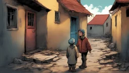 Years ago, a poor woman lived in the Czech Republic with her son. They were very poor and in the end decided that the boy would look for work outside the home.. . FULL HD Sharpness and high contrast color High contrast and sharpness .. COMIC (vibrant colors) (volumetric)